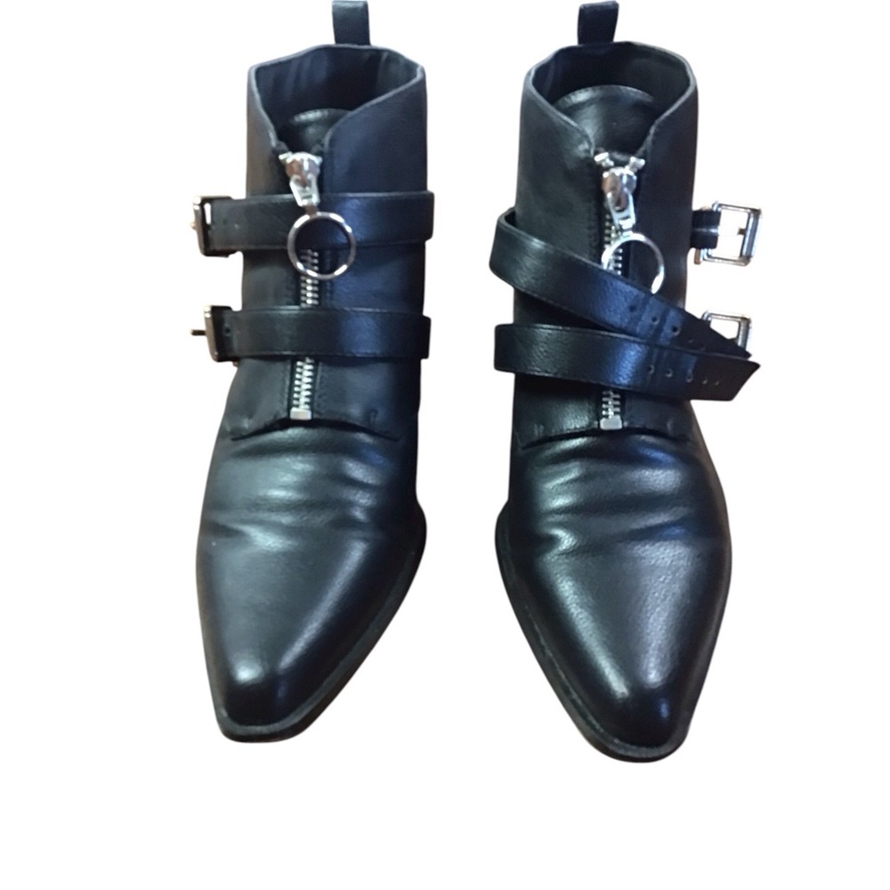 Who What, Wear Zip Buckle Black Ankle Boots Size 9 - Picture 8 of 8